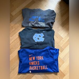 Set of 3 hoodies! Kids size L- Tarheels, Knicks, and Nike hoodie.
